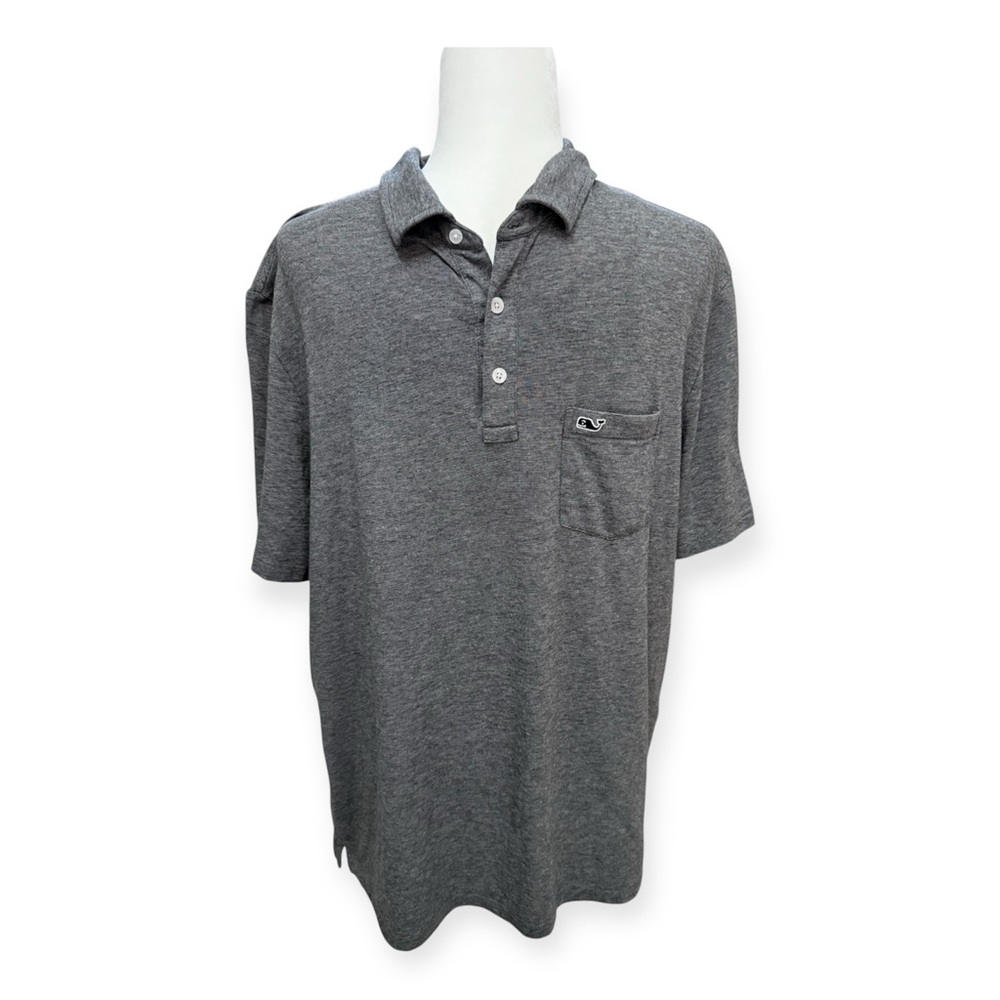 Vineyard Vines Men's Charcoal Gray Stripe Edgartown Jersey Polo Shirt Size L